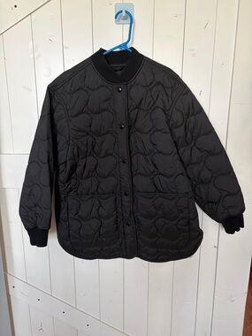 Madewell Black Quilted Snap-Front Puffer Jacket